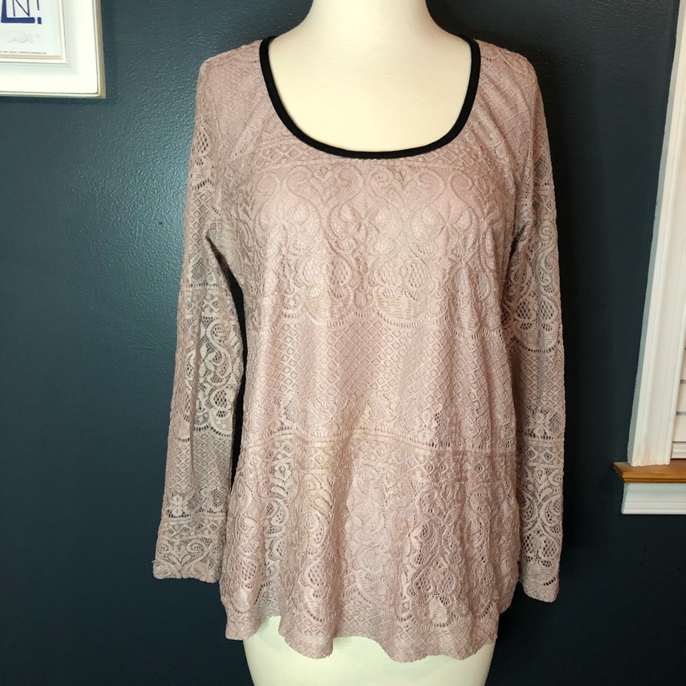Charlotte Russe Sz L Lilac Lace Long Sleeve Top